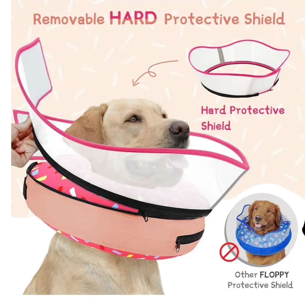 Donut Dog Recovery Collar w removable shield